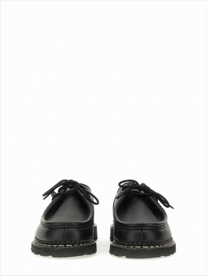 Paraboot Classic Black Calf Leather Loafers With Rugged Outsole