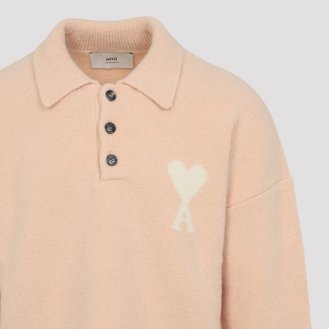 Ami Relaxed Fit Polo Sweater In Soft Alpaca Blend