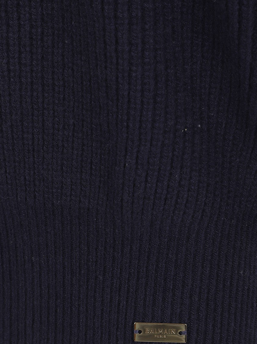 Balmain Ribbed Oversized Sweater With High Neckline