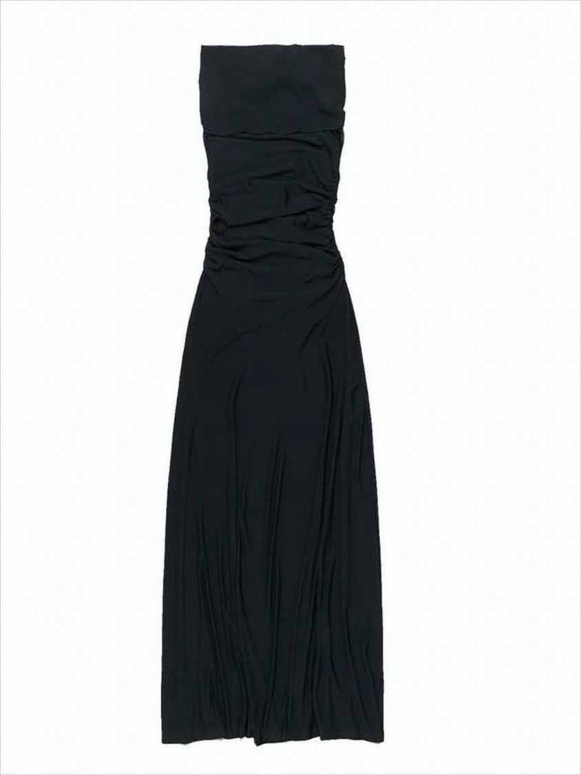 Paloma Wool Ruched Strapless Midi Dress With Tie Back Detail