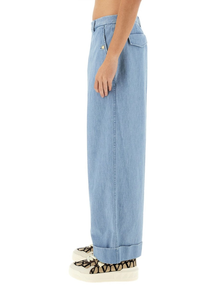 Valentino Denim Pants With Distinctive Lapels