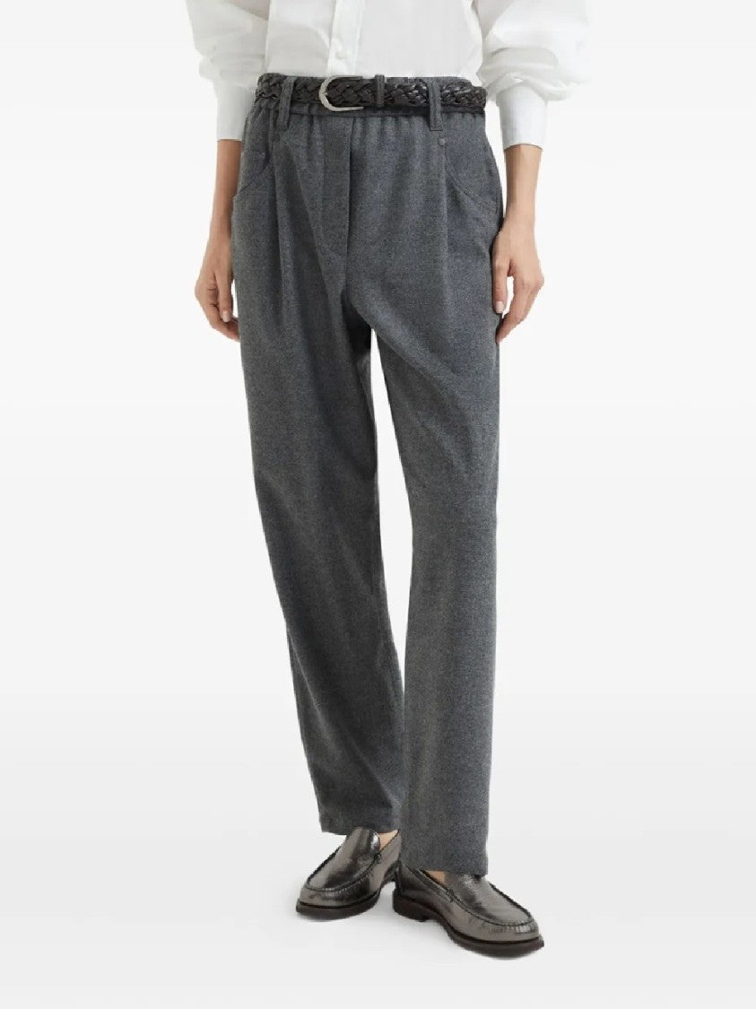 Brunello Cucinelli High-Waisted Trousers With Tapered Legs