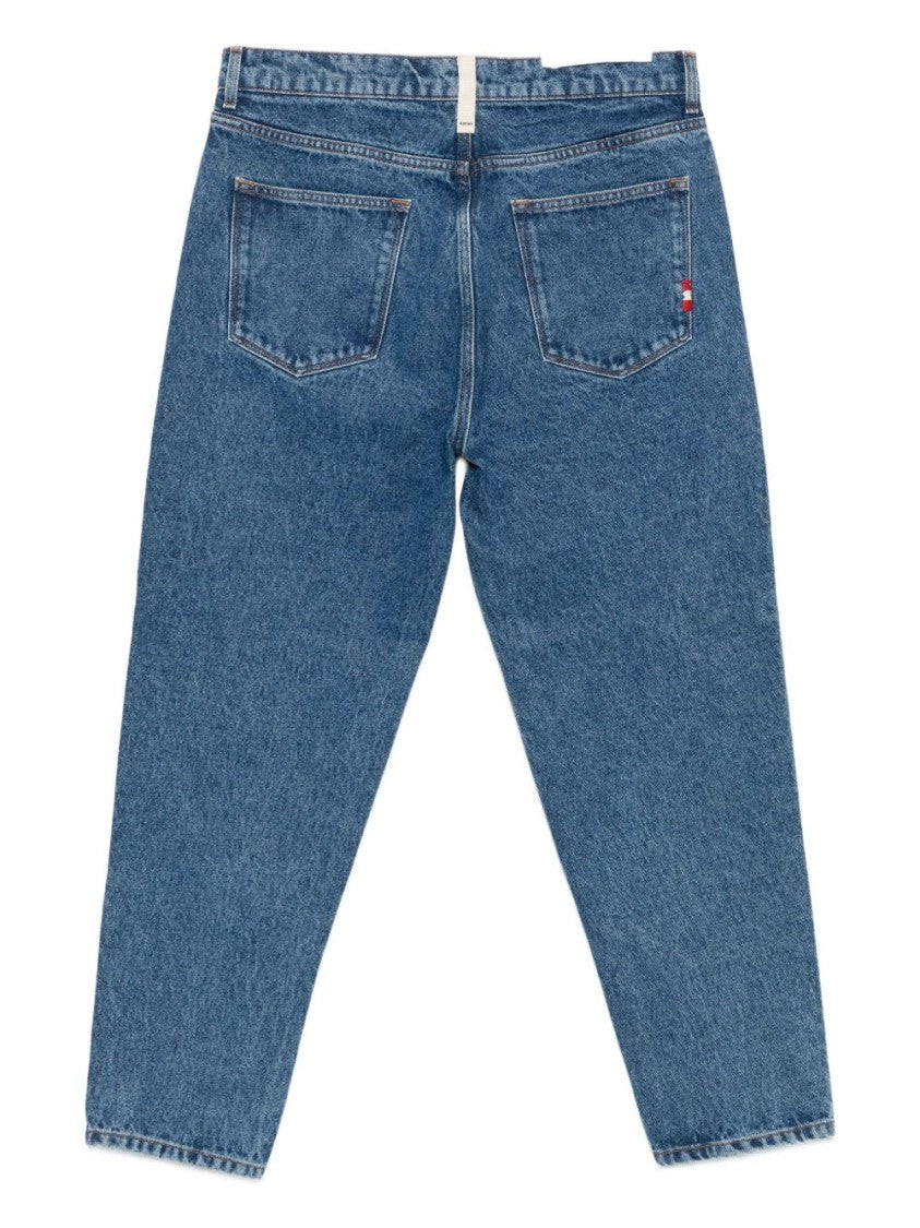 Amish Straight-Leg Jeans With Mid-Rise Waist And Fading
