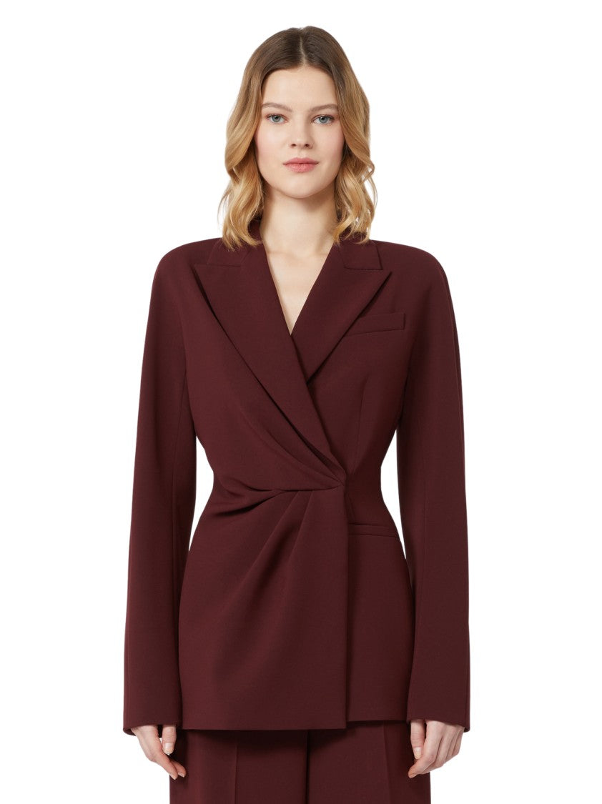 Max Mara Tailored Burgundy Blazer With Draped Detail