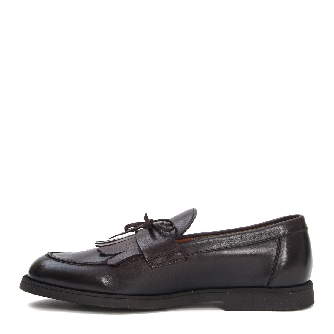 Doucal's Brown Leather Moccasins With Decorative Fringe