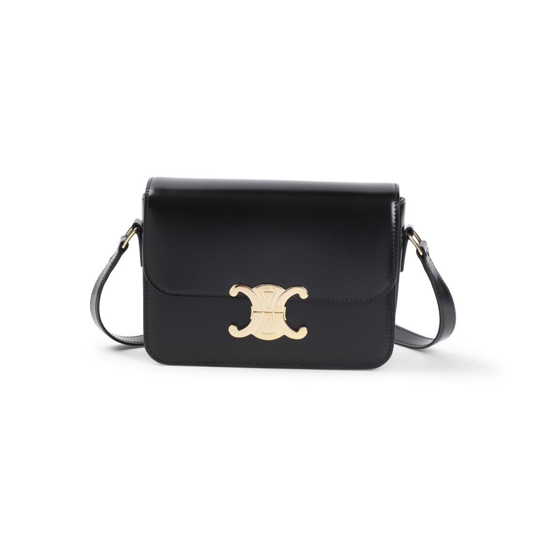 Celine Teen Triomphe Black Calf Leather Shoulder Bag