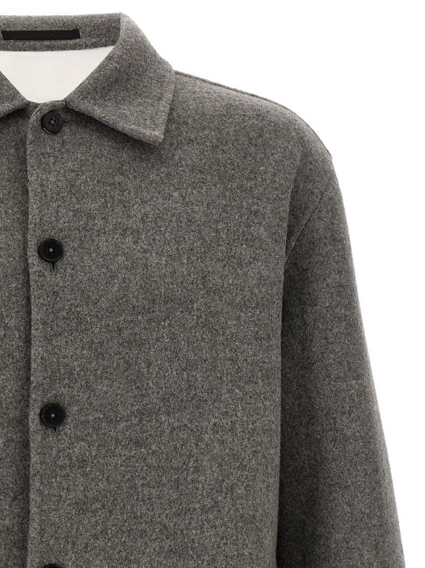Jil Sander Boxy Fit Grey Wool Overshirt