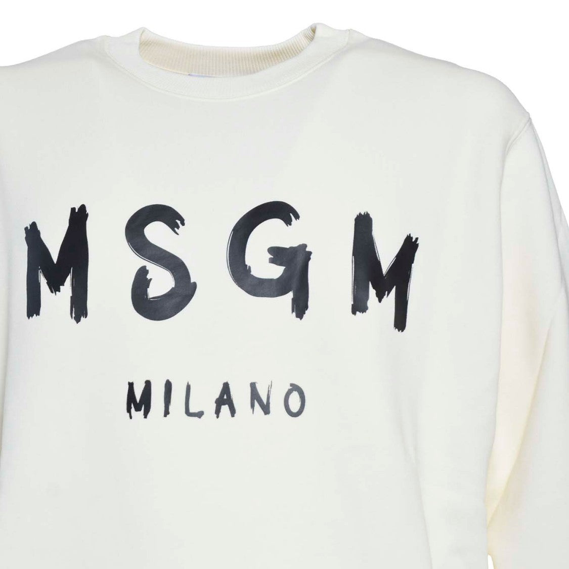 Msgm Cream Cotton Crewneck Sweatshirt