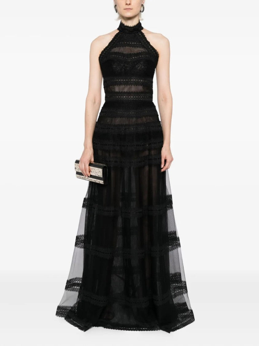 Saiid Kobeisy Lace Striped Long Dress