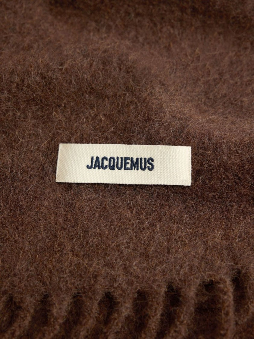 Jacquemus Fringed Brown Mohair-Alpaca Blend Scarf