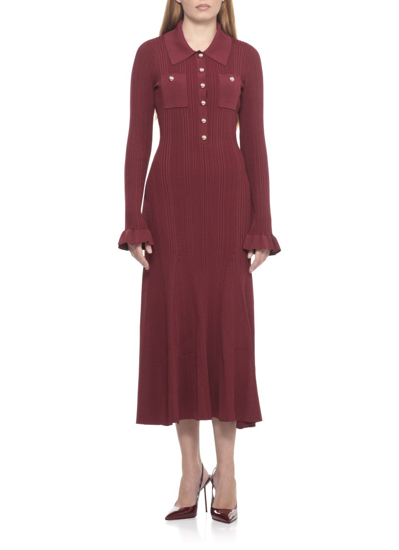 Self-Portrait Ribbed Knit Dress