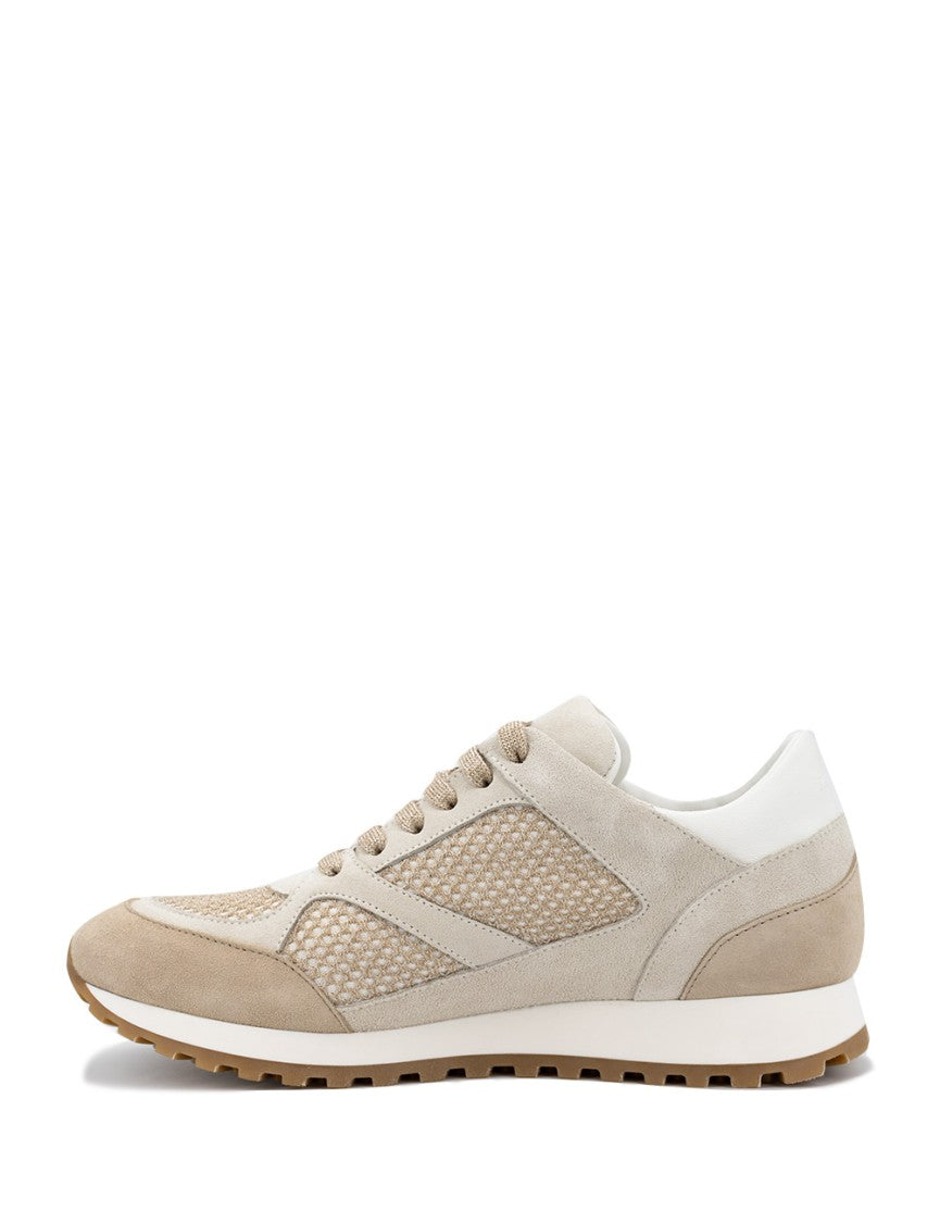 Panicale Contrasting Textures And Elevated Sole Sneakers