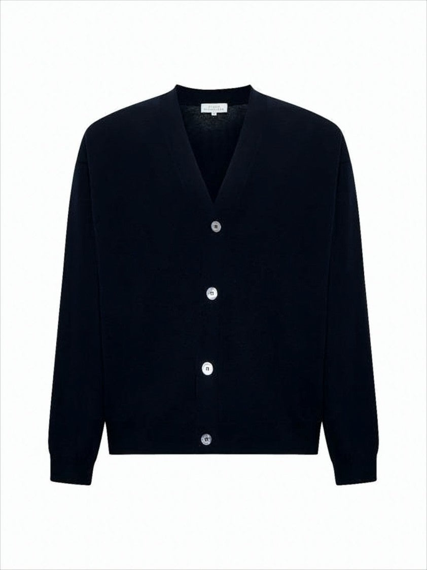 Studio Nicholson Relaxed Fit Wool Cardigan With Deep V-Neck