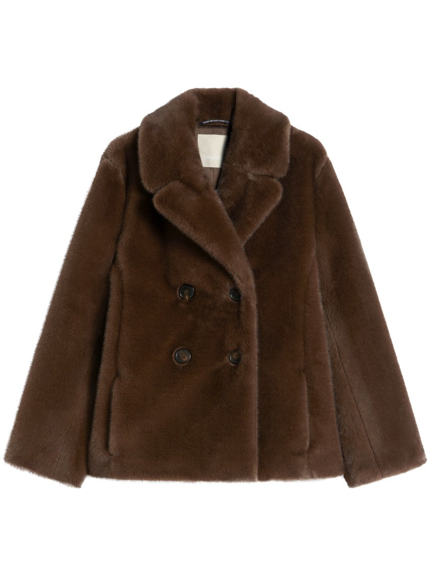 Max Mara Plush Double-Breasted Coat With Wide Lapel