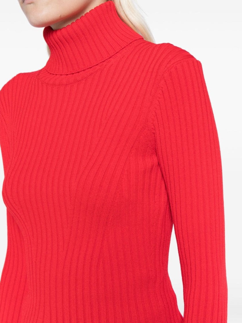 Staud Cardinal Red Roll Neck Sweater