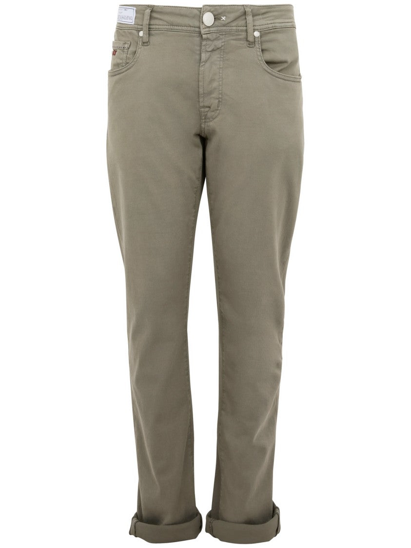 Tramarossa Olive Green Slim-Fit Denim Jeans