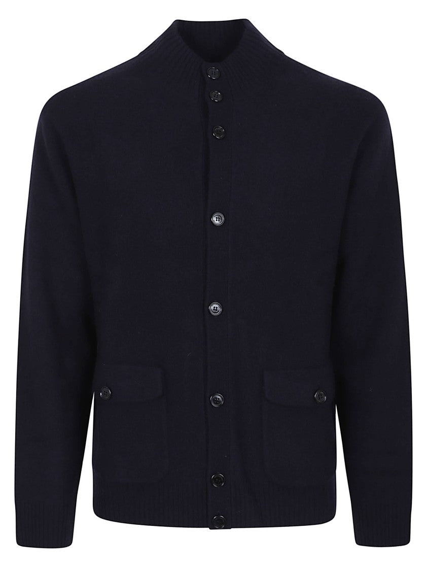 Ballantyne Textured Wool Cardigan With Stand-Up Collar