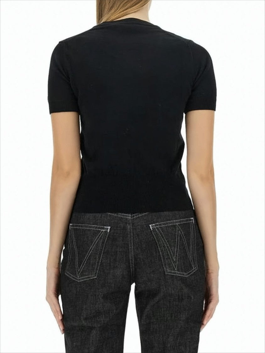 Vivienne Westwood Ribbed Black Fitted T-Shirt With Emblem