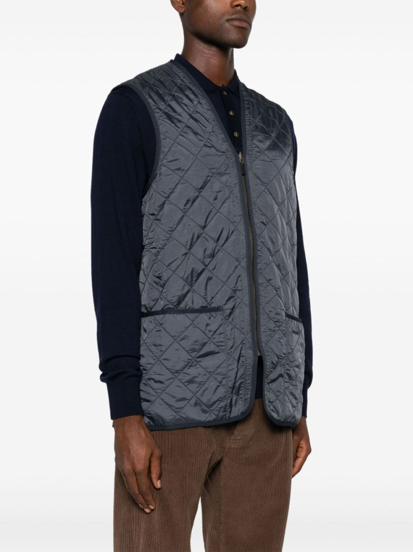 Barbour Navy Blue Padded Waistcoat With Diamond Quilting