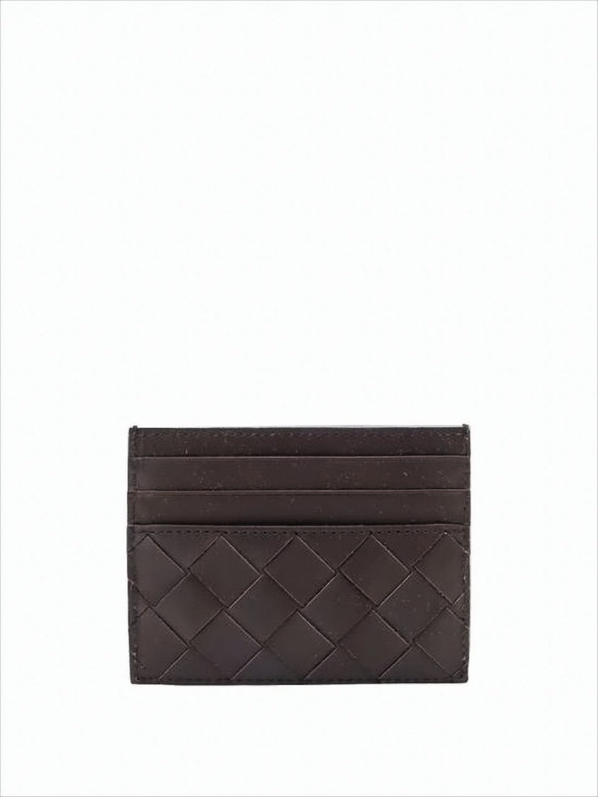 Bottega Veneta Brown Calf Leather Woven Card Wallet