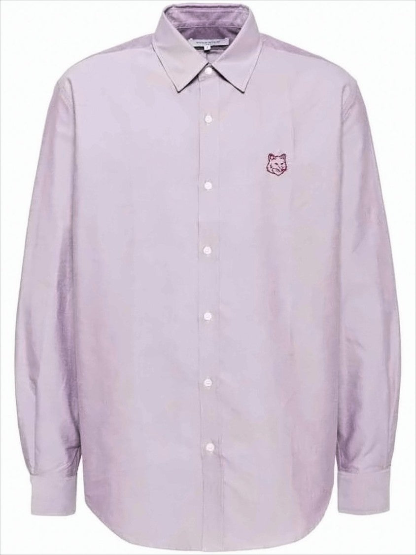 Maison Kitsuné Button-Down Long Sleeve Shirt With Embroidered Fox Detail