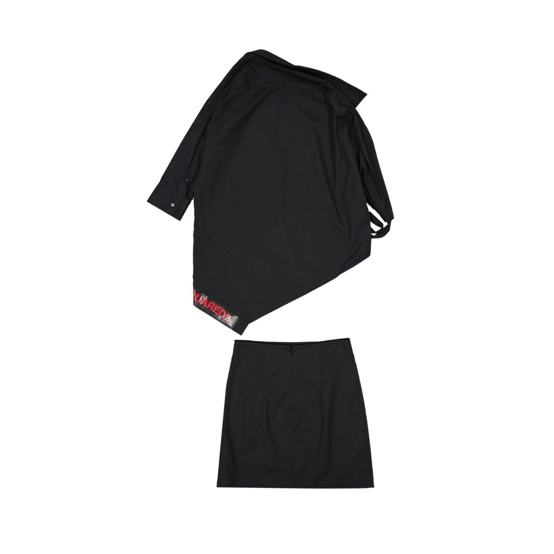 Dsquared2 Asymmetric Black Cotton Suit