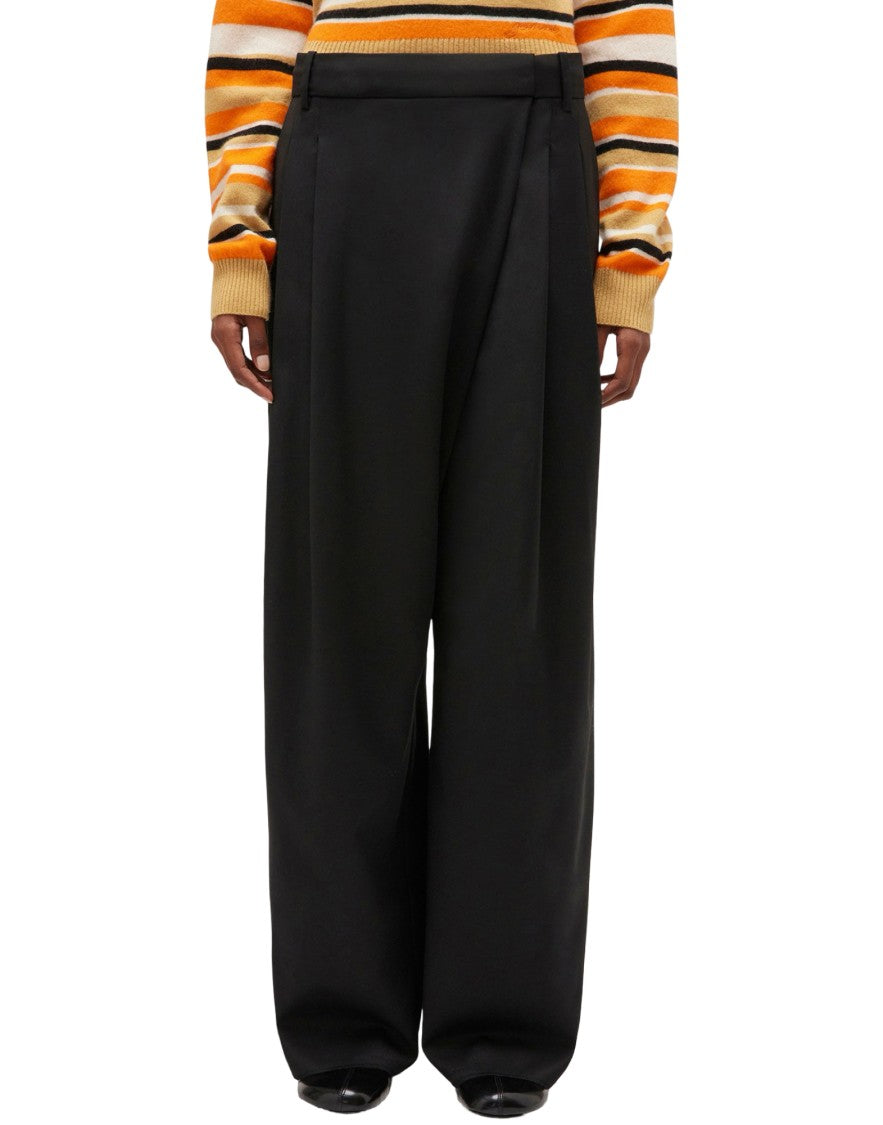 Ganni Calendered Wool Mid Waist Pants