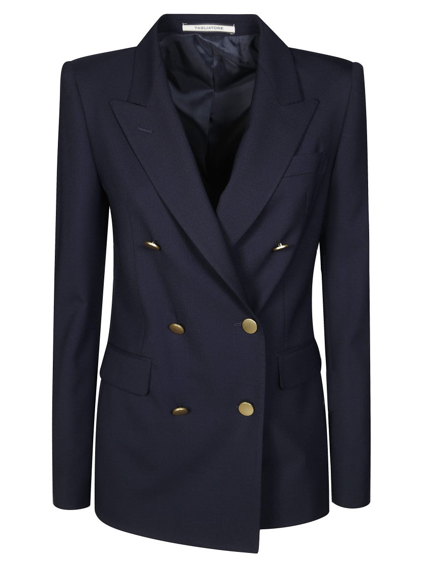Tagliatore Double-Breasted Wool Blazer With Structured Silhouette