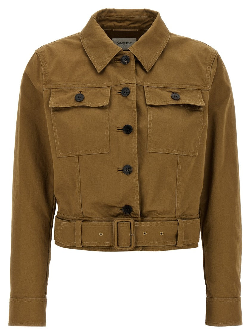 Saint Laurent Short Brown Canvas Jacket