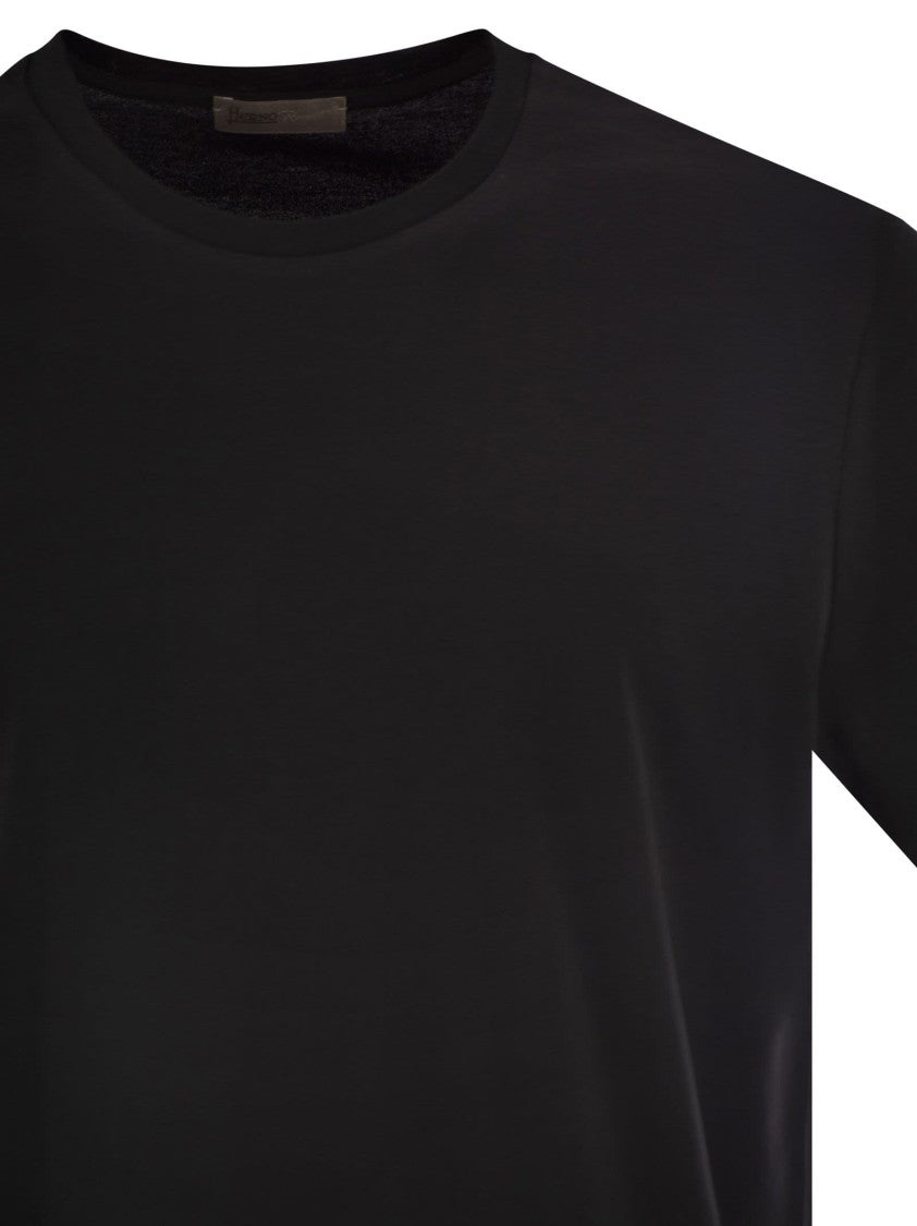 Herno Resort T-Shirt In Cotton And Light Stretch Nylon
