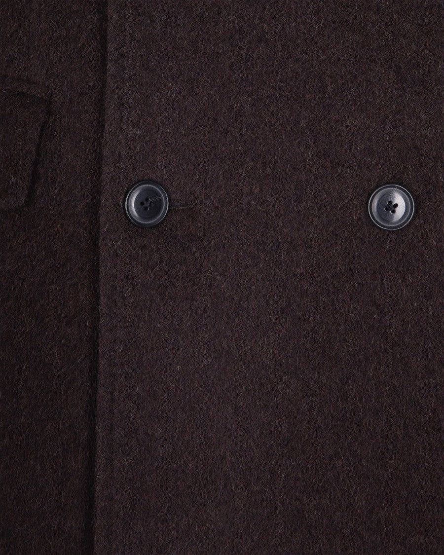 Boss Double-Breasted Slim Fit Coat In Alpaca Blend