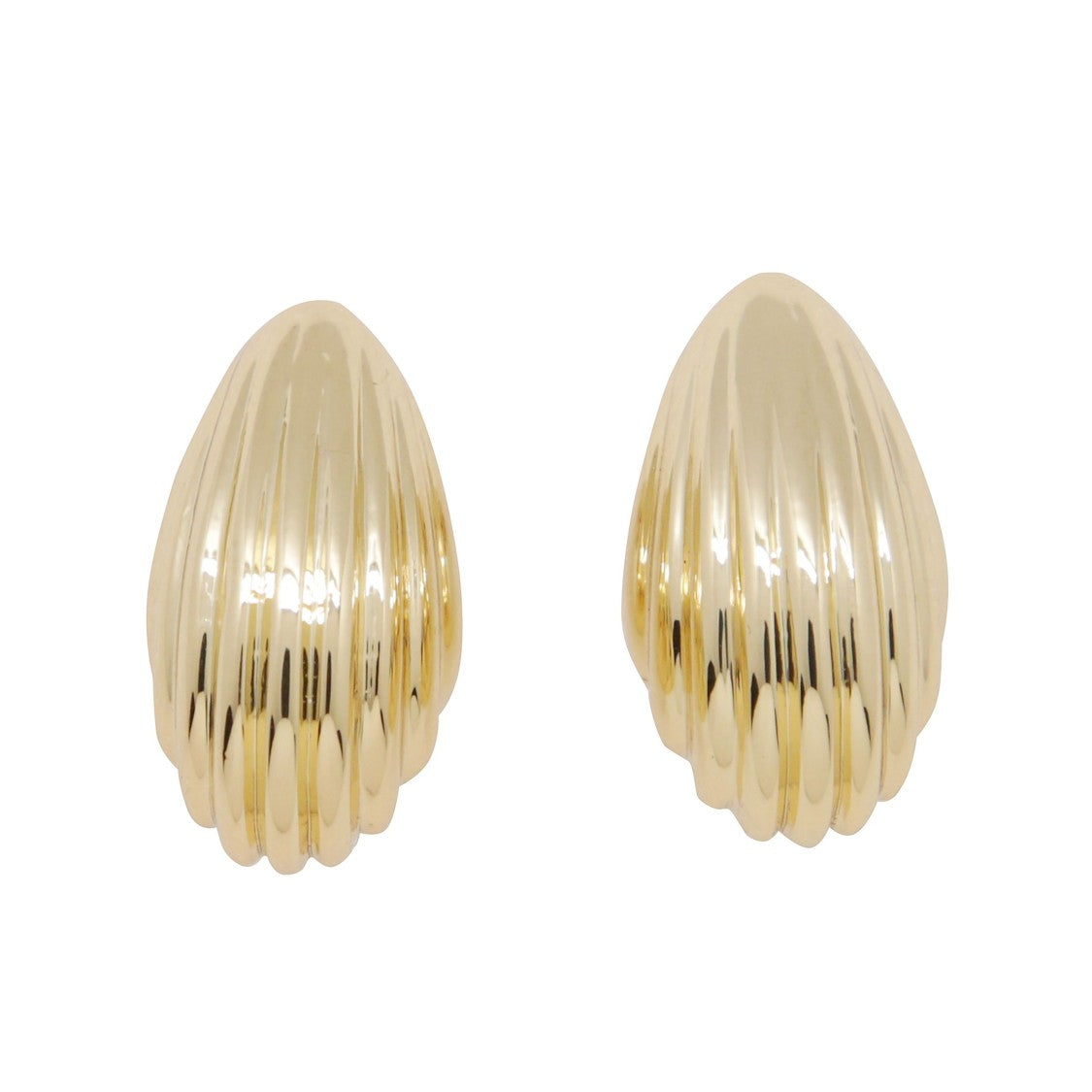 Anine Bing Gold-Toned Drop Earrings With Ribbed Shell Texture