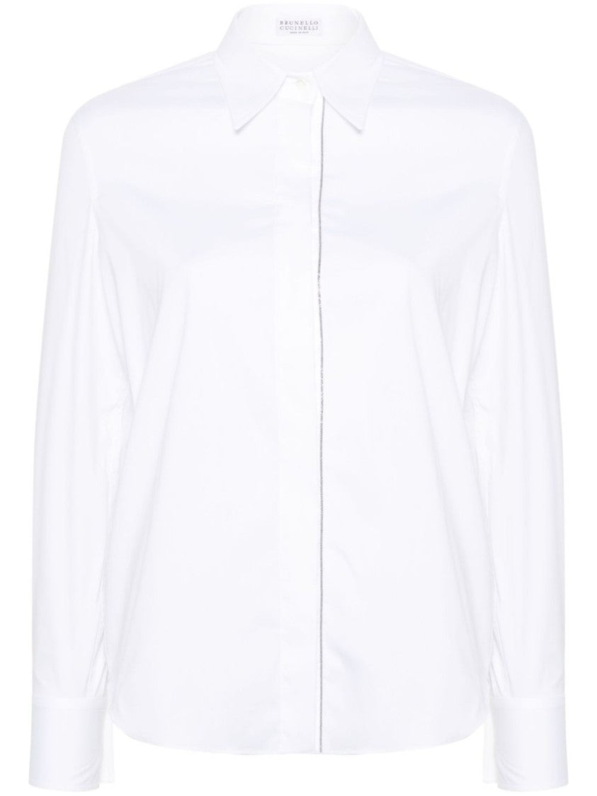 Brunello Cucinelli White Cotton Shirt With Stretch Design