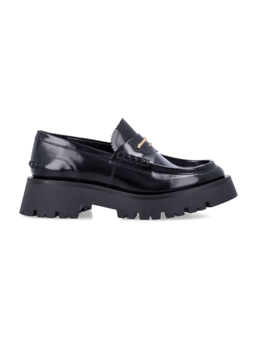 Alexander Wang Chunky Heel Black Box Leather Carter Loafer