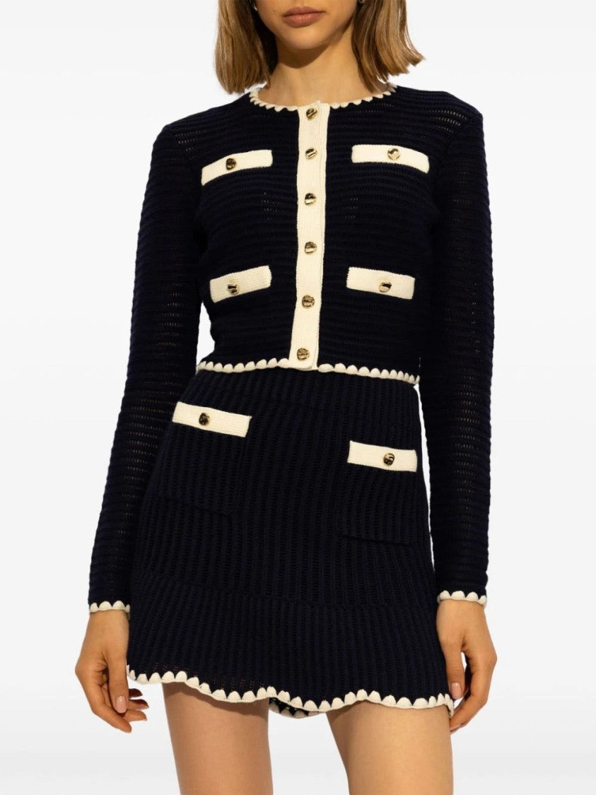 Self-Portrait Crochet-Knit Cropped Cardigan