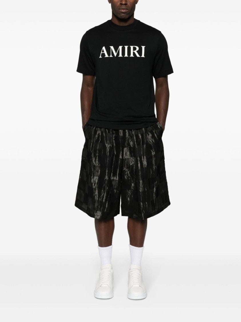 Amiri Crew Neck T-Shirt With Rubberized Logo Detail