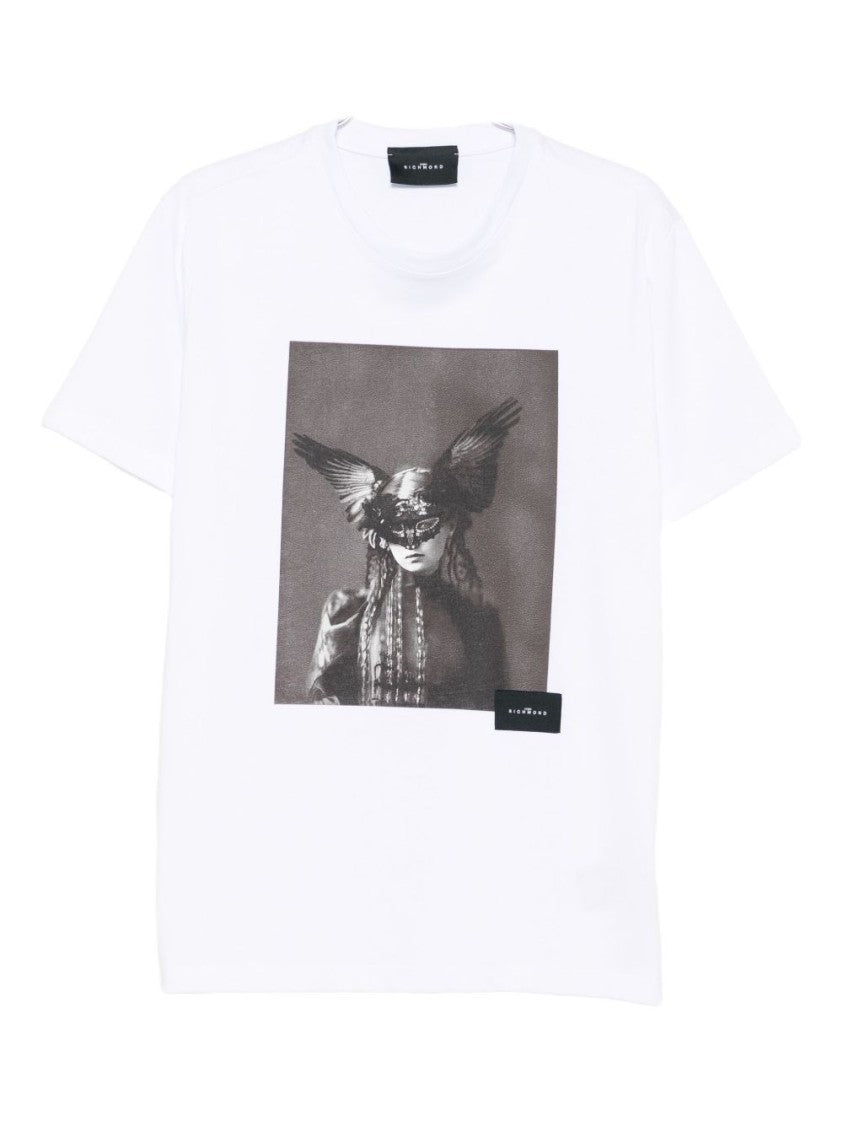 John Richmond Monochrome Graphic Print Cotton T-Shirt