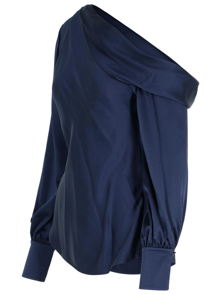 Simkhai 'Alice' Navy Acetate Blend Blouse