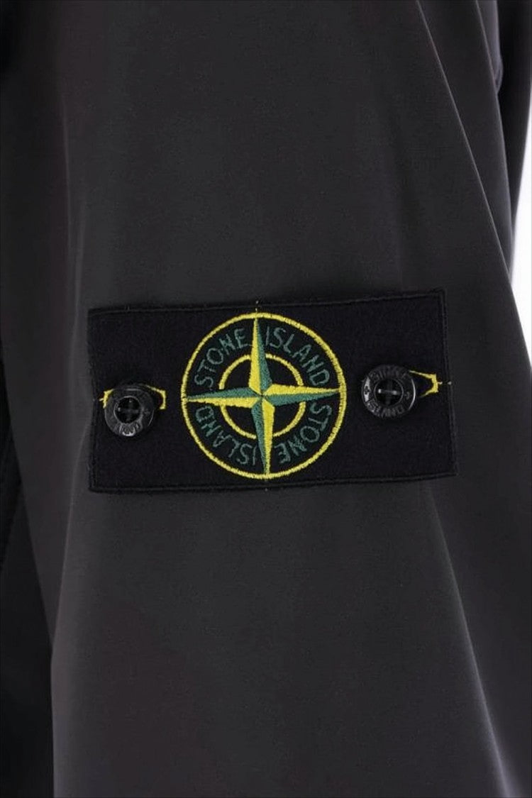 Stone Island Black Jacket With High Collar And Full Zipper
