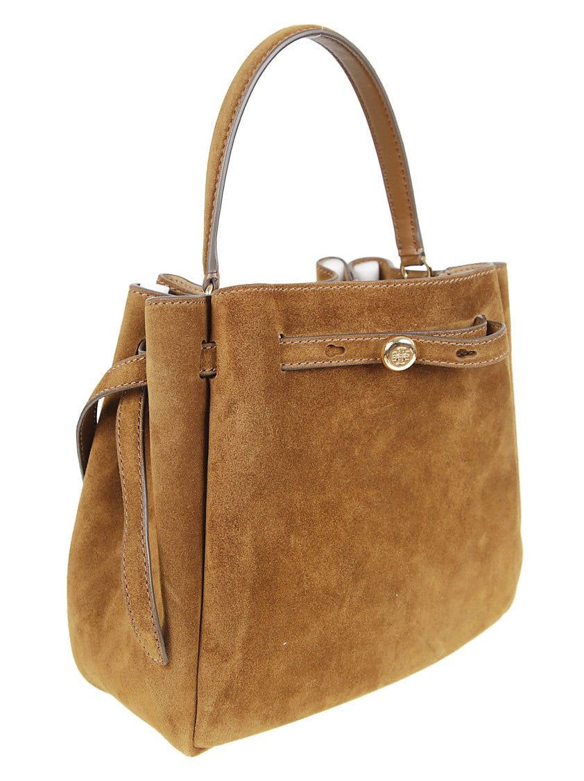 Tory Burch Structured Bovine Suede Shopper Bag With Decorative Strap