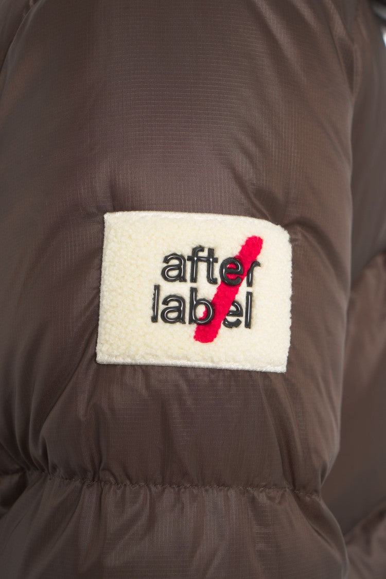 After Label Chevron Quilted Down Jacket With High Collar And Integrated Hood