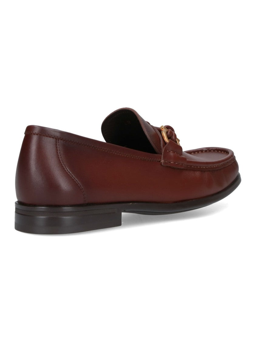 Ferragamo Sleek Leather Loafers With Gold-Tone Detailing