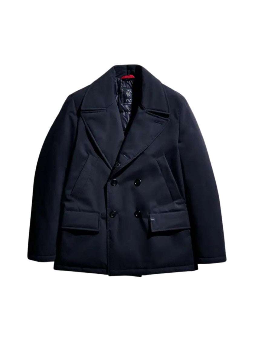 Fay Urban-Inspired Black Peacoat With Technical Taffeta Fabric