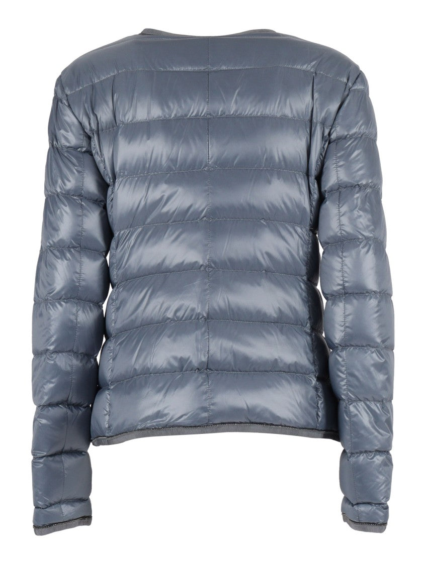 Fay Light Feather Jacket With Grooved Edges And Chain