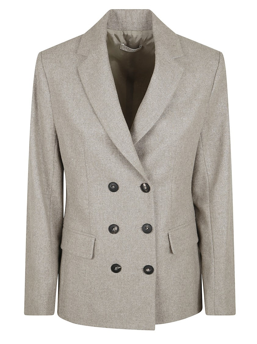 Antonelli Tailored Double-Breasted Wool Blend Jacket With Notched Lapel