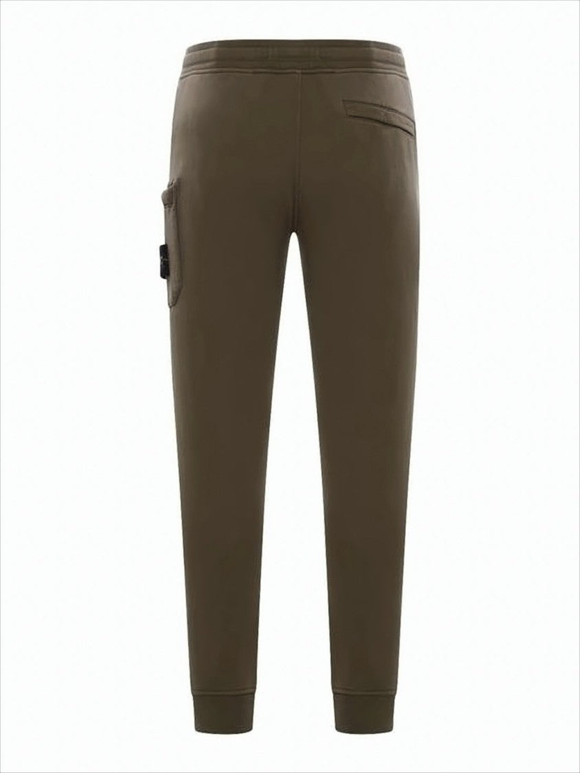 Stone Island Straight Fit Cotton Pants With Drawstring Waist And Ribbed Cuffs