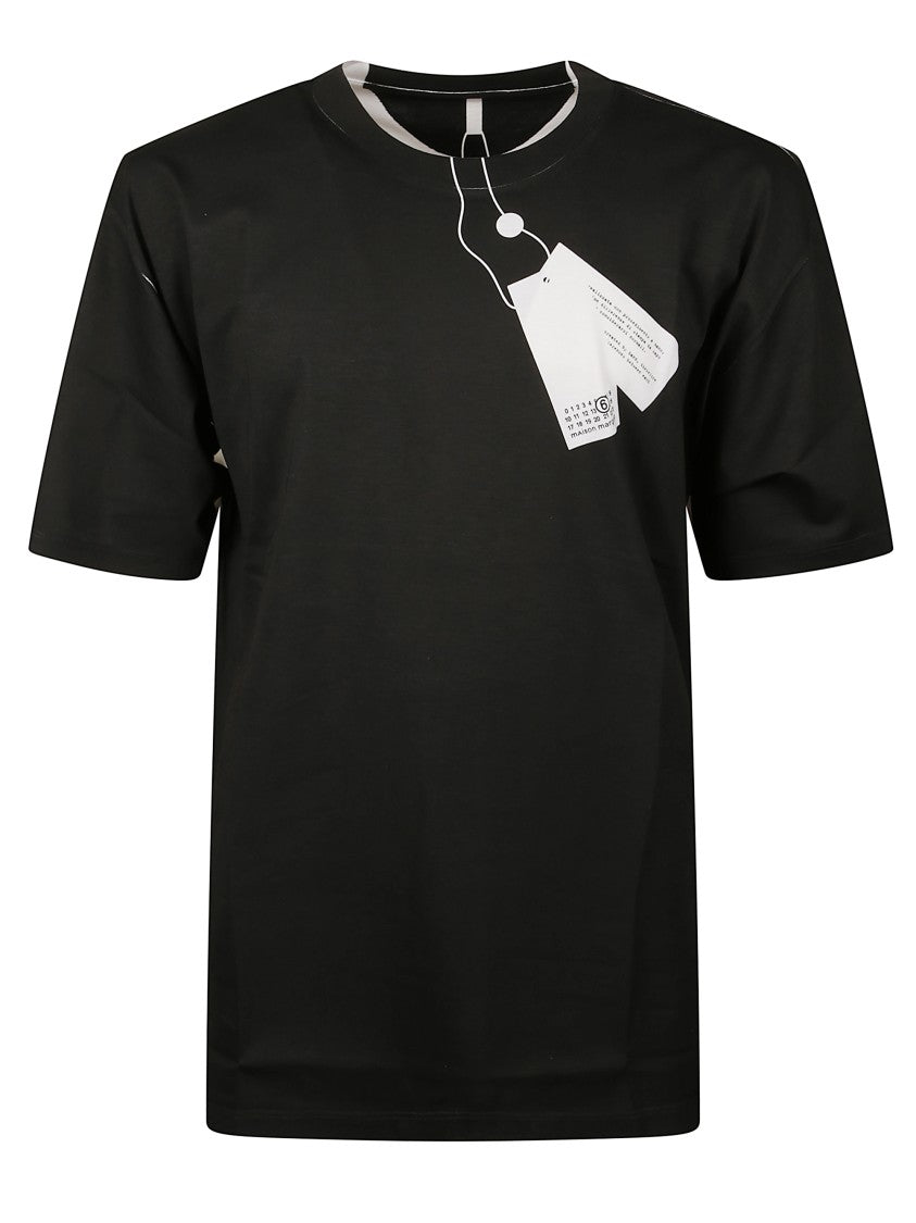 Mm6 By Maison Margiela Relaxed Fit Cotton T-Shirt With Distinctive Tag Detail