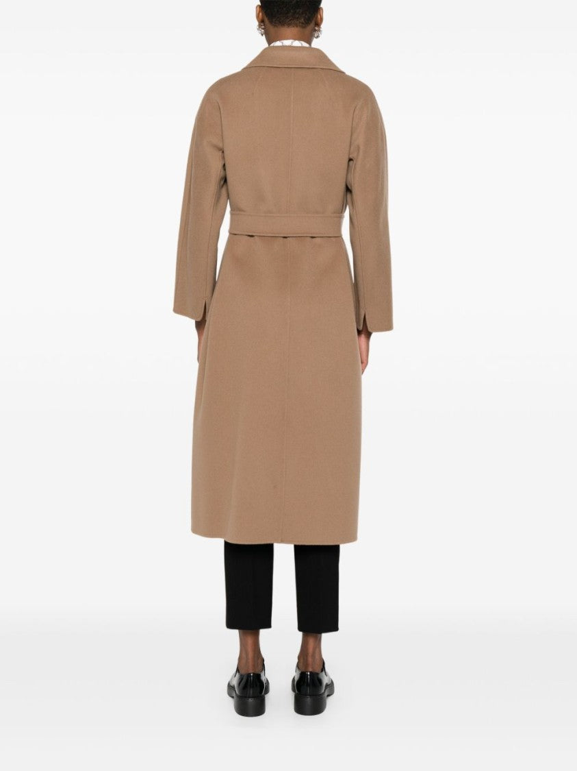 Max Mara Beige Long Coat With Notched Lapels