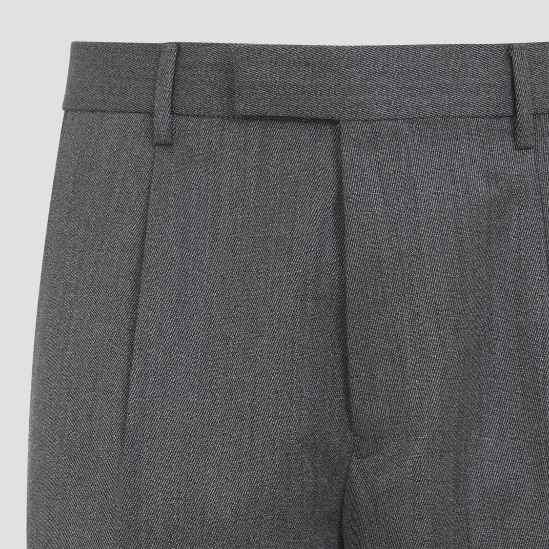 Zegna Tailored Grey Wool Trousers With Subtle Herringbone Pattern