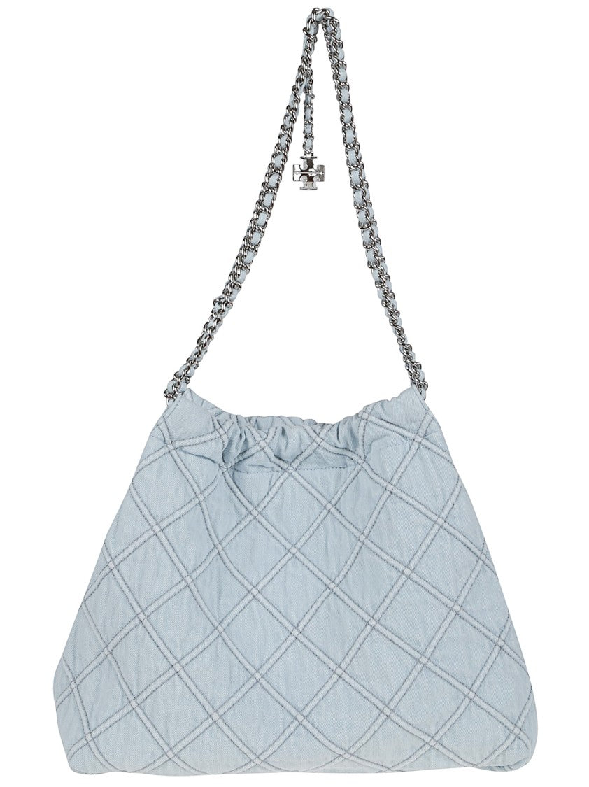 Tory Burch Quilted Cotton And Leather Shopper Bag